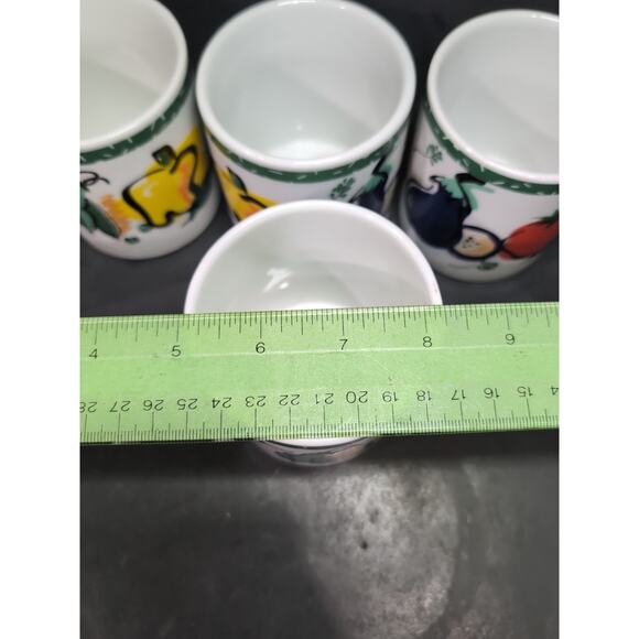 Tom Prager Vegetable Coffee Mug Set, Eggplant Tomato Pea, Lipper Mugs, Set of 4 - Picture 9 of 9